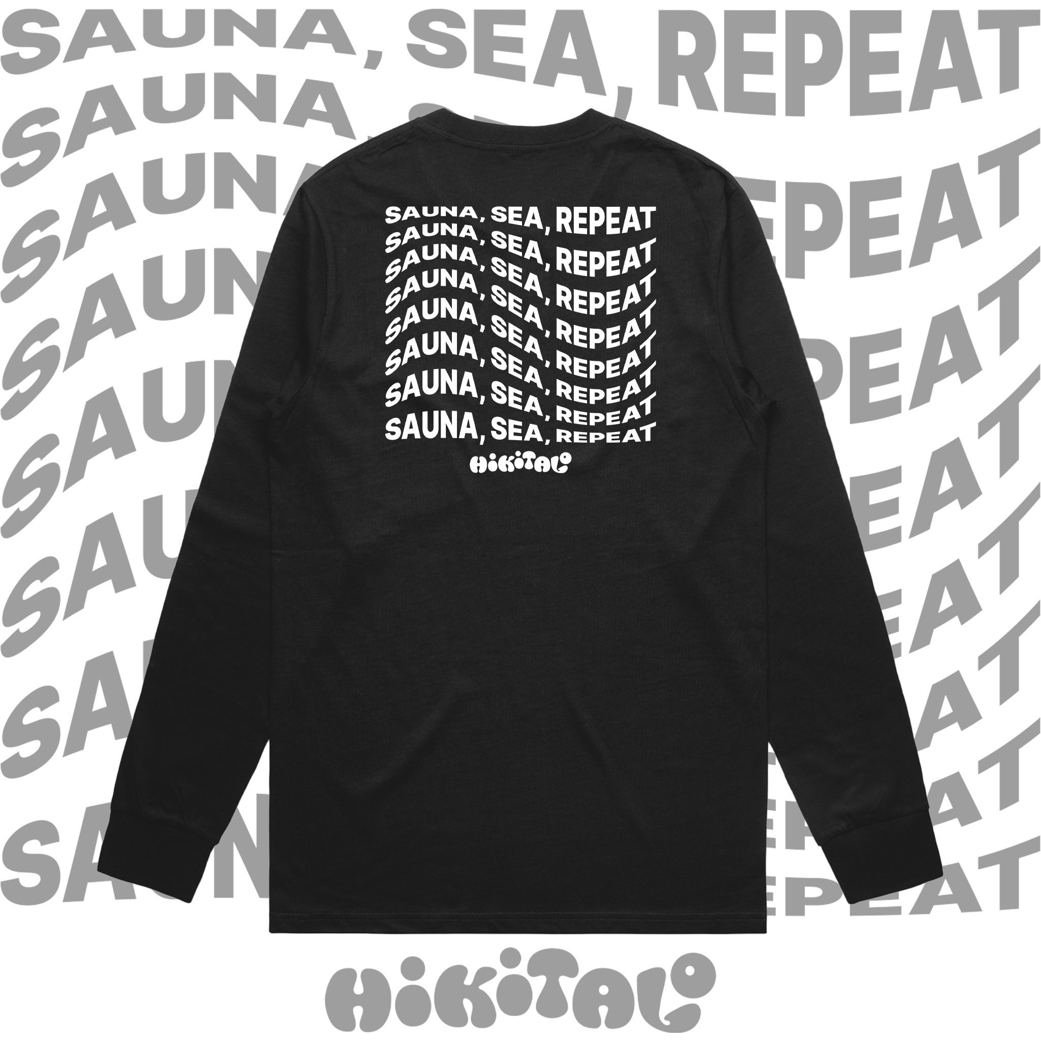 Sauna, Sea, Repeat Long Sleeve T-shirt - Black