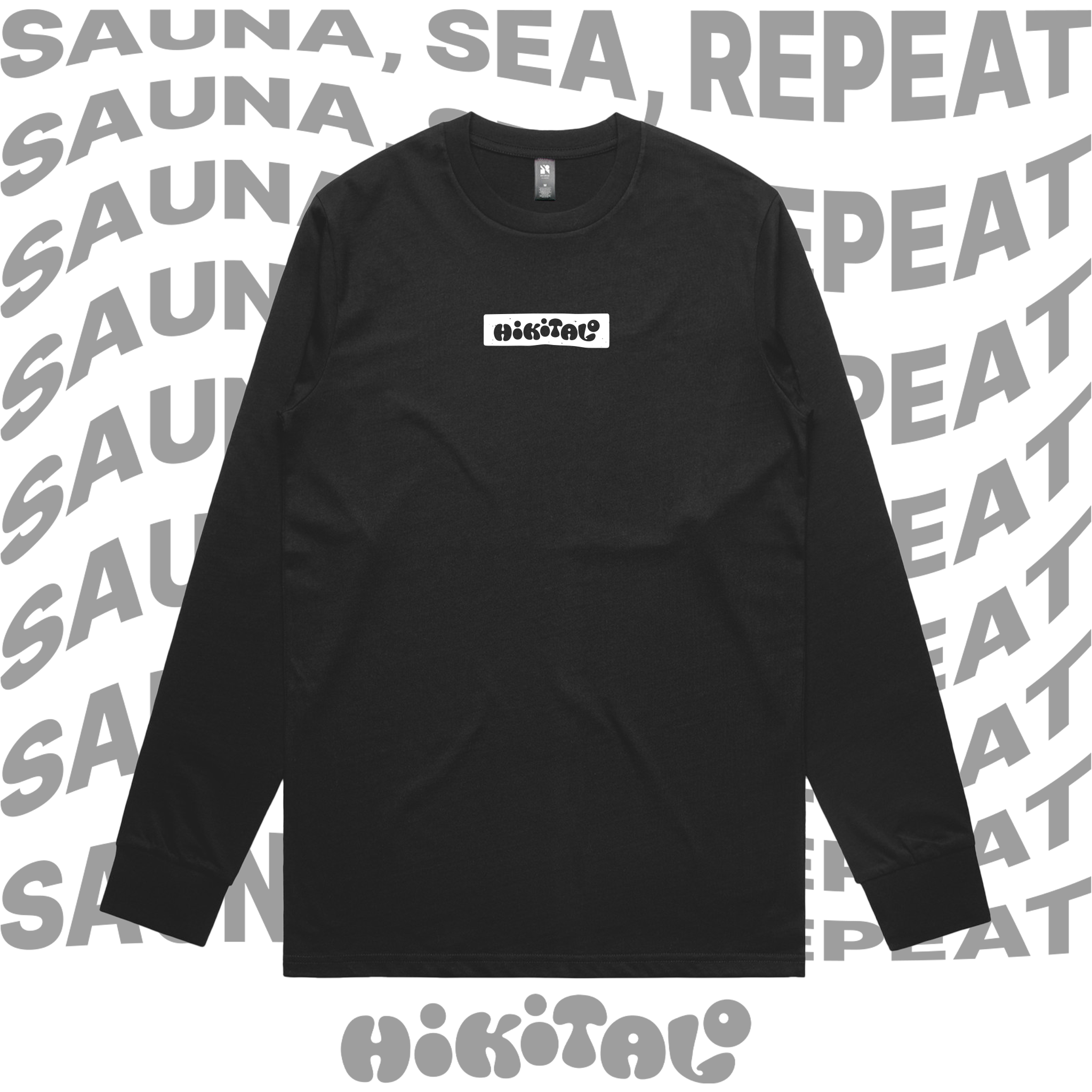 Sauna, Sea, Repeat Long Sleeve T-shirt - Black