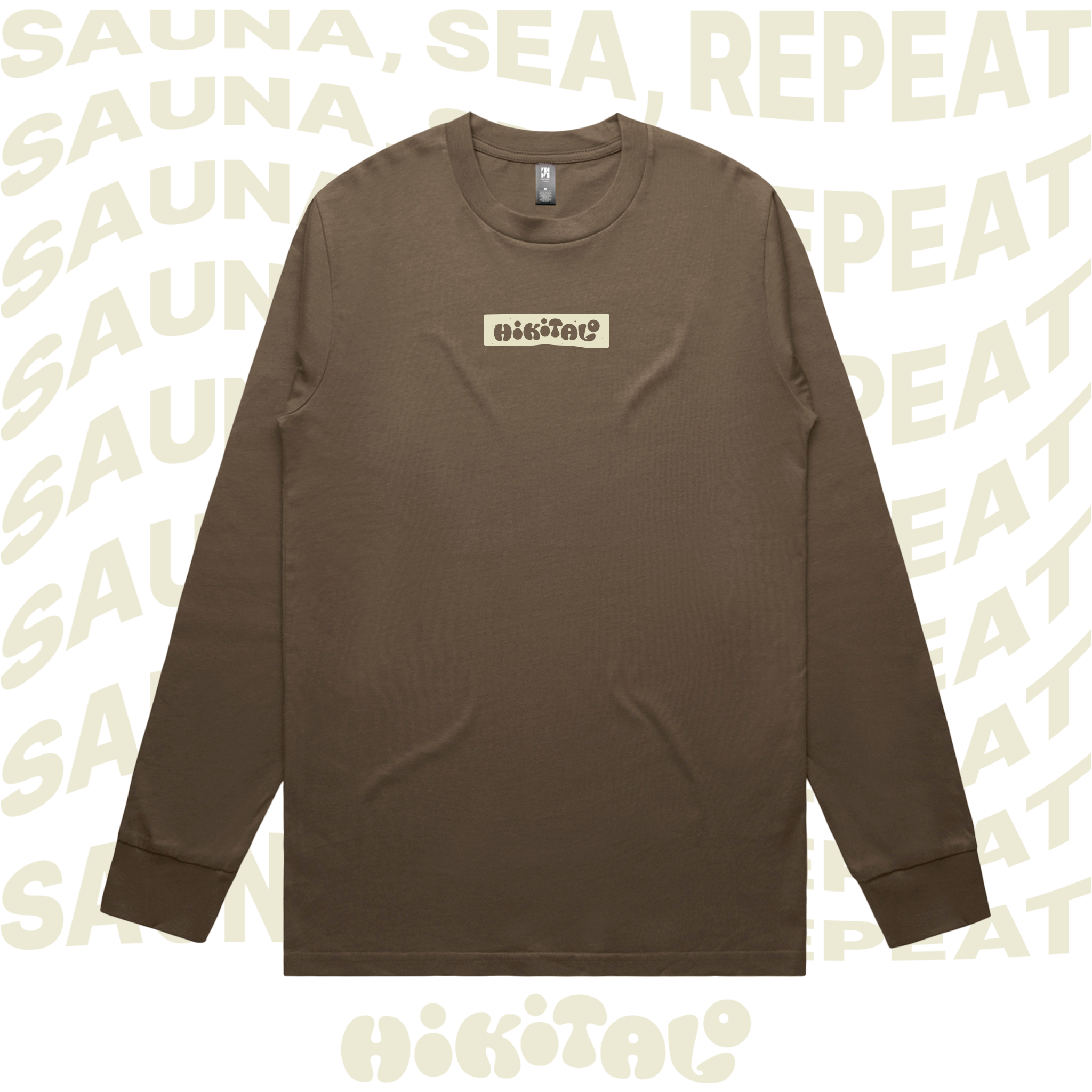 Sauna, Sea, Repeat Long Sleeve T-shirt - Walnut Brown