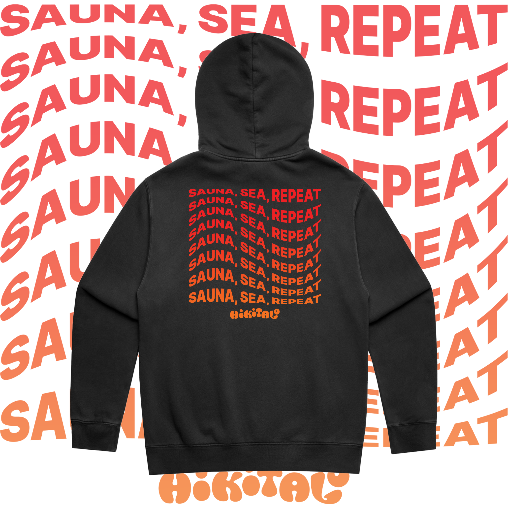 Sauna, Sea, Repeat Hoodie - Vintage Black