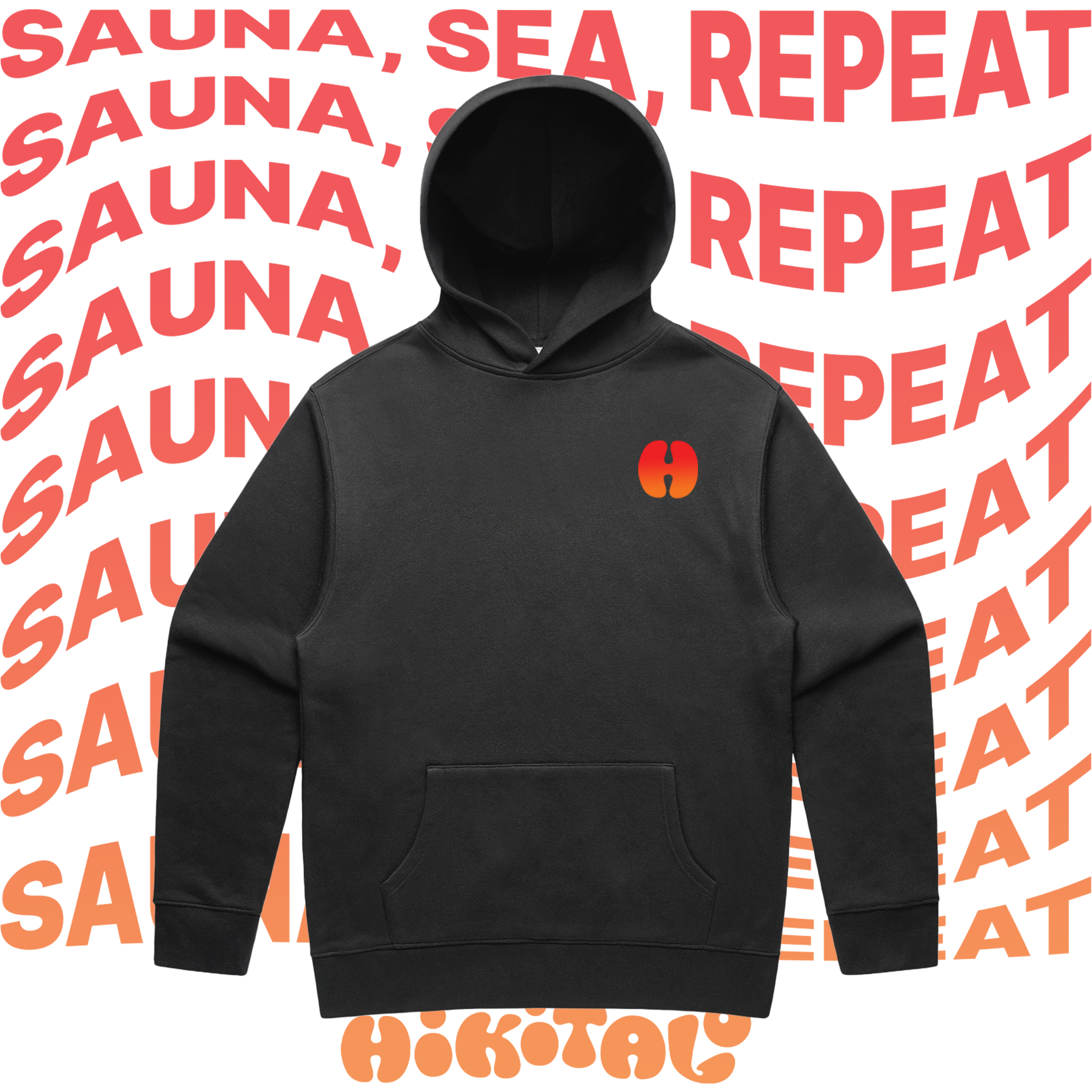 Sauna, Sea, Repeat Hoodie - Vintage Black