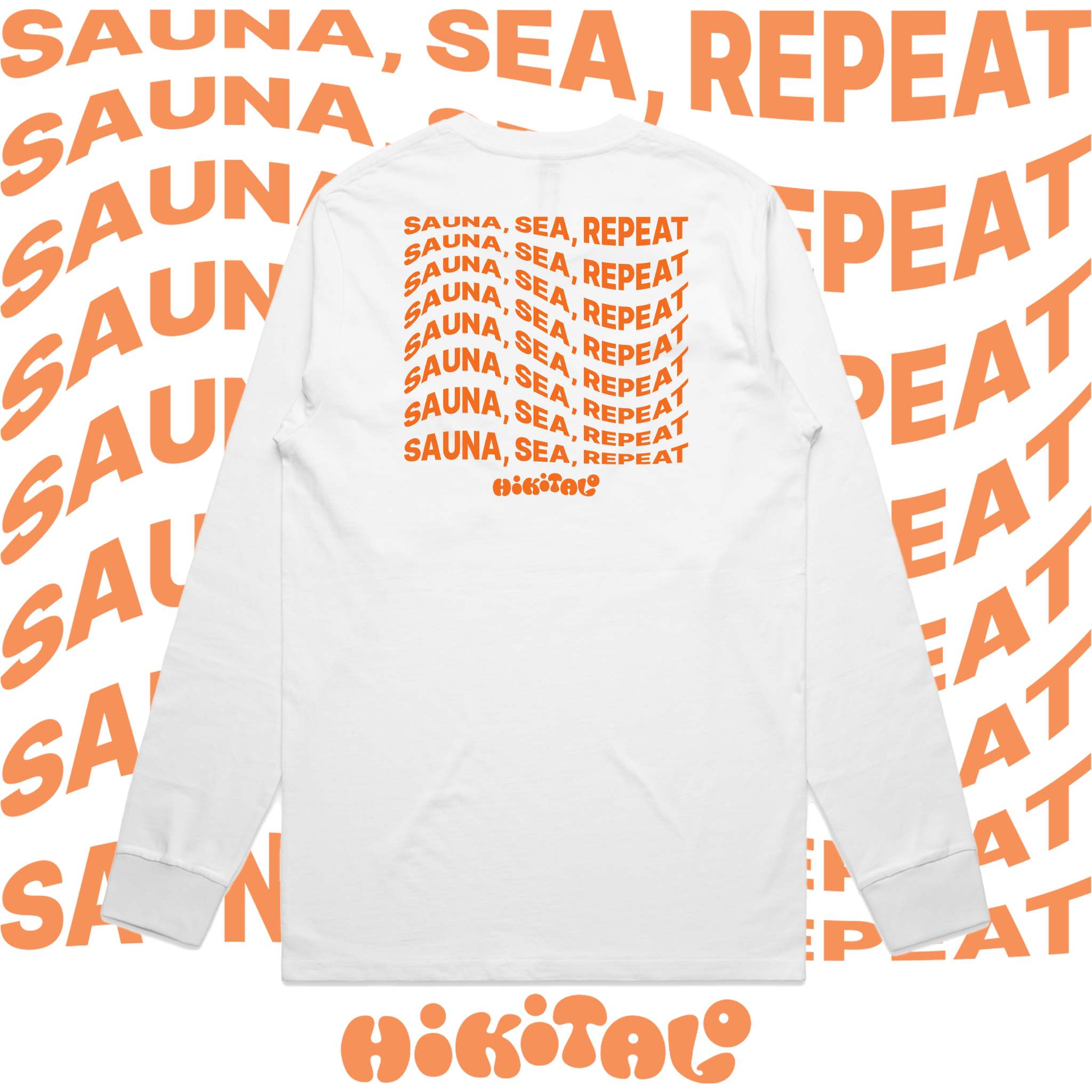 Sauna, Sea, Repeat Long Sleeve T-shirt - White