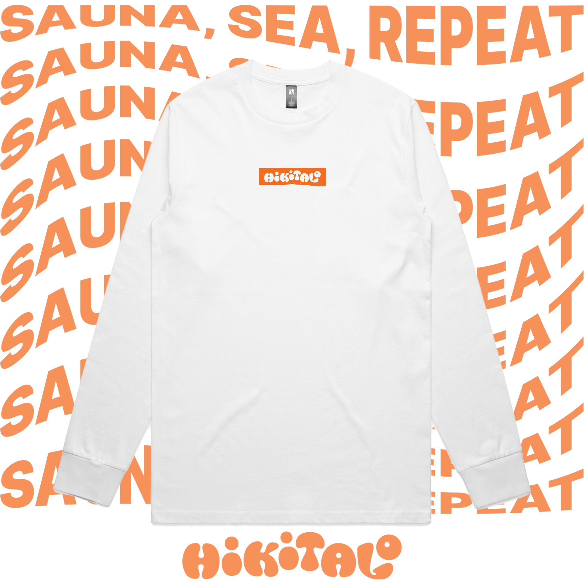 Sauna, Sea, Repeat Long Sleeve T-shirt - White